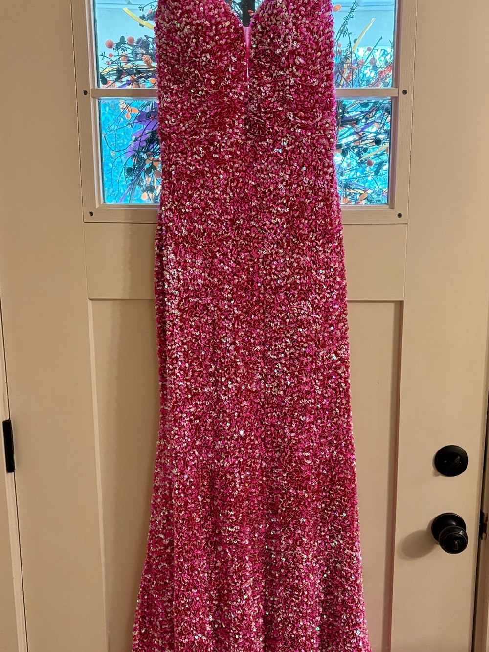 Sparkling Hot Pink Sequin Prom Dress